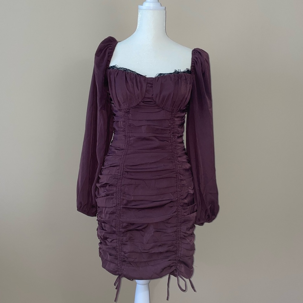 Astr Mardi Dress in Eggplant Small